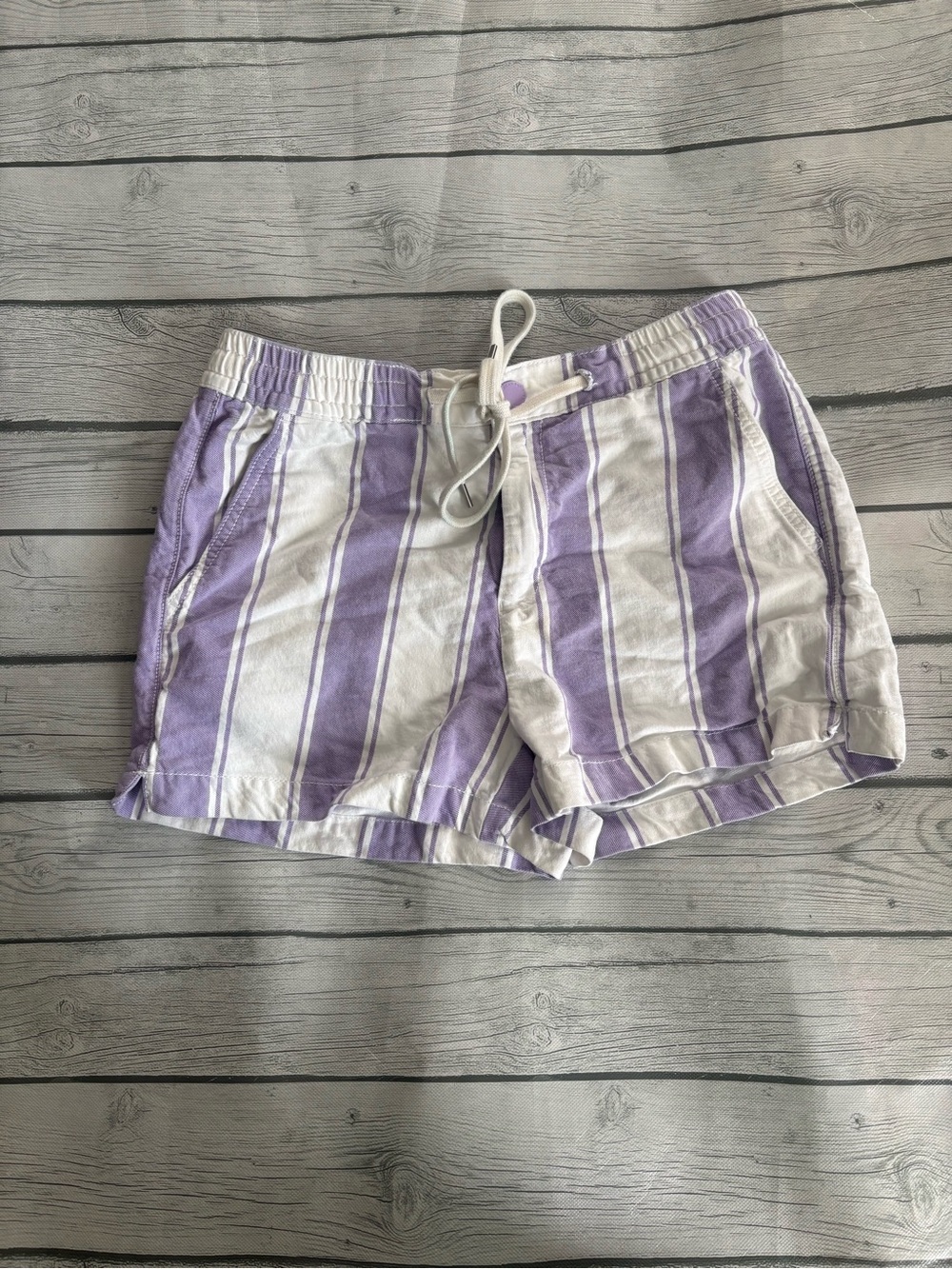American Eagle Outfitters Lavender and White Striped Drawstring Shorts
